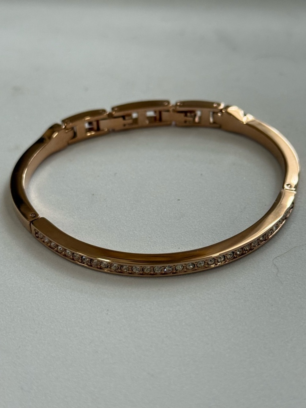 Rose Gold Crystal Pavé Bangle Bracelet - Women Jewelry